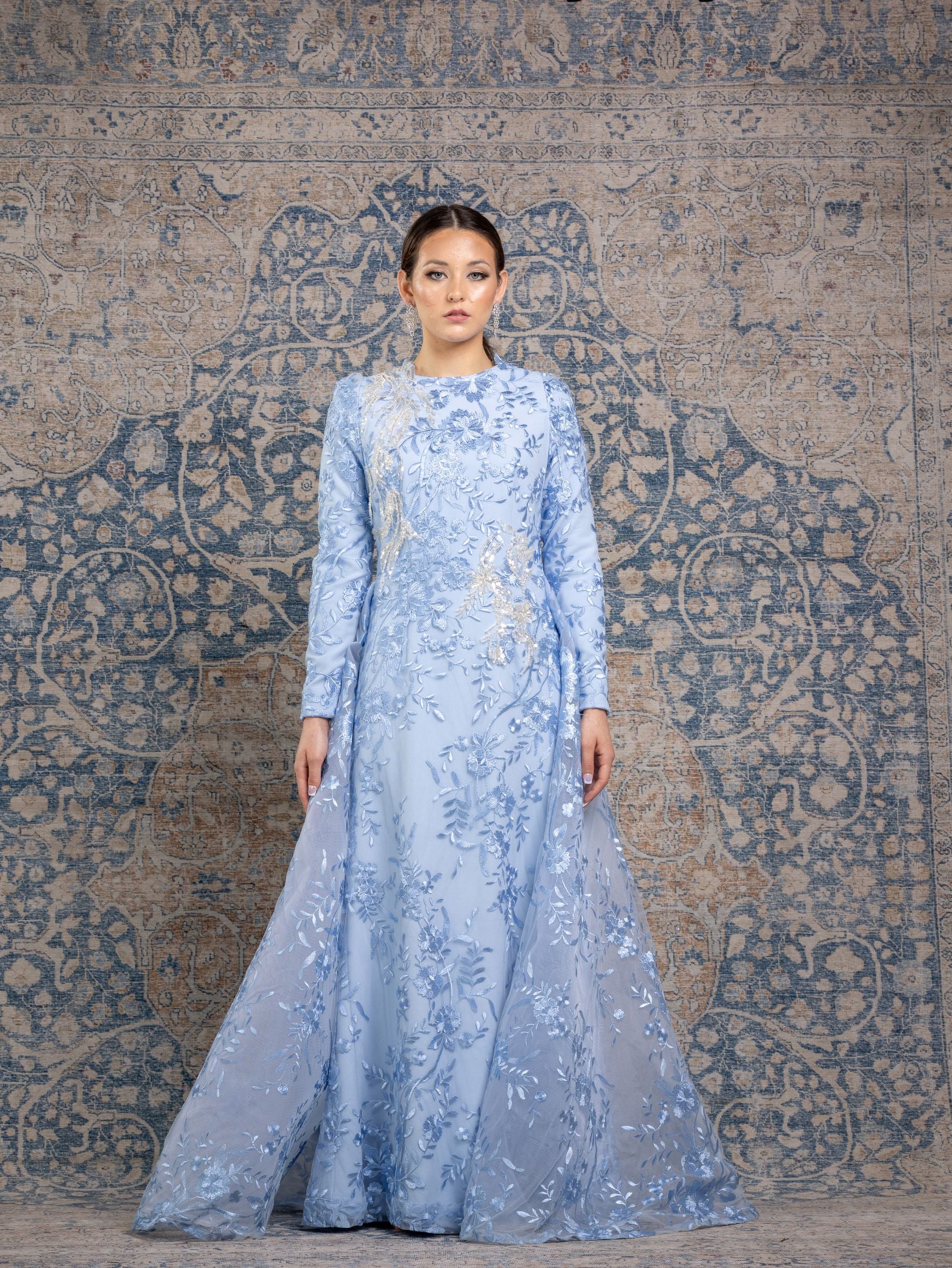 OSCAR DE LA RENTA Cape-effect embellished stretch-silk crepe gown |  NET-A-PORTER